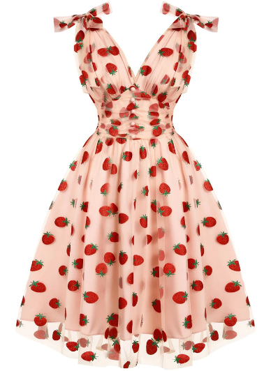 Strawberry Mesh Swing Dress