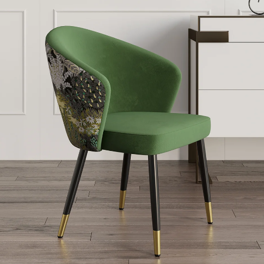 Green Upholstered Velvet Modern Arm Chair