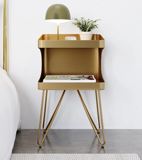 Modern Gold Metal Nightstand 