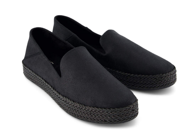 Carolina Black Metallic Suede Espadrille