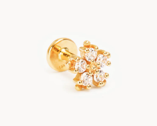 14K Gold Snowflake Cartilage Earring