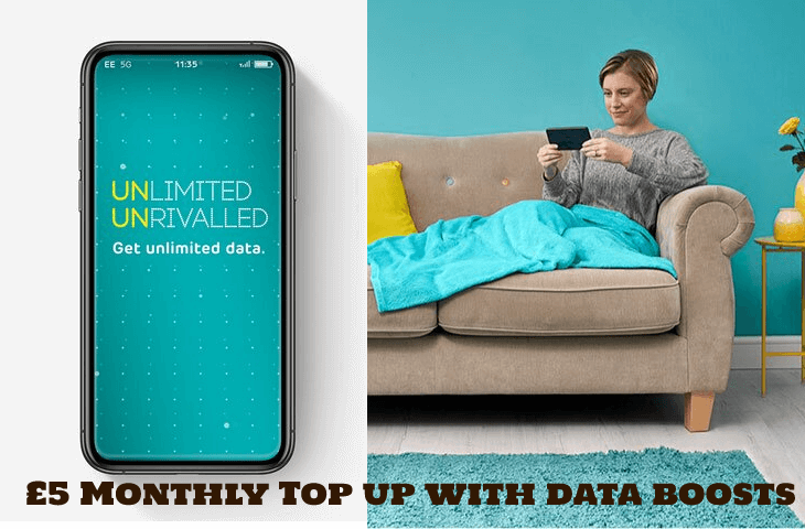 EE Pay As You Go Packs: £5 Monthly Top Up With Data Boosts